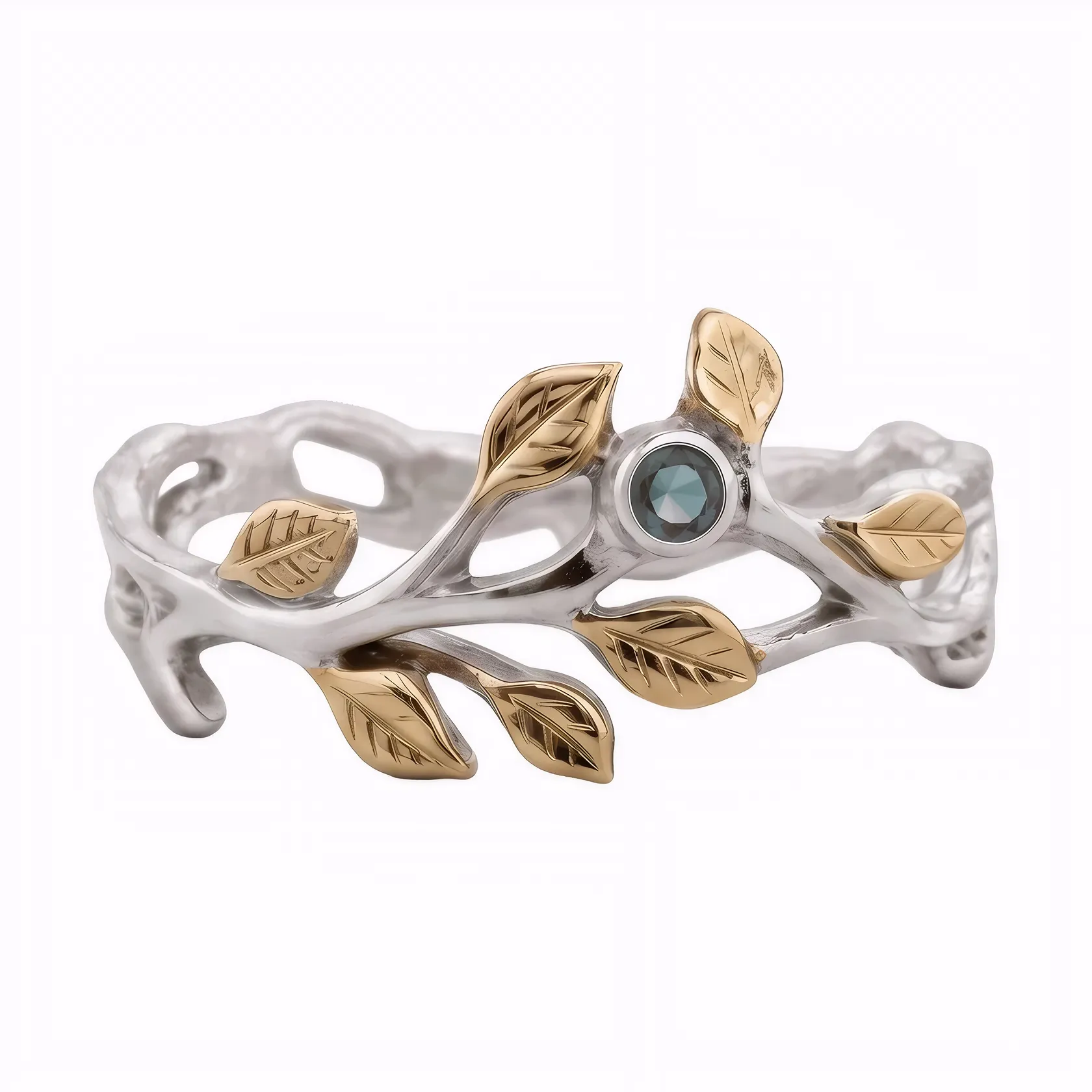 Silver Leaf Ring, top view